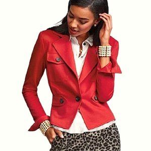 CABI Little Red Jacket 3374 Rusty Red Ponte Knit Blazer